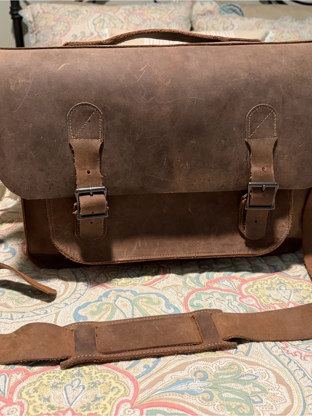 Classic Brown Leather Messenger Bag